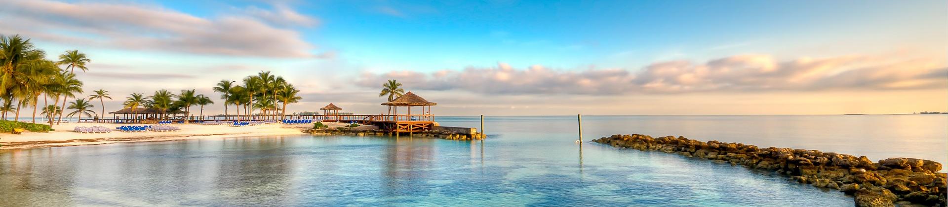 Enjoyable beach and port in Nassau at sunset time