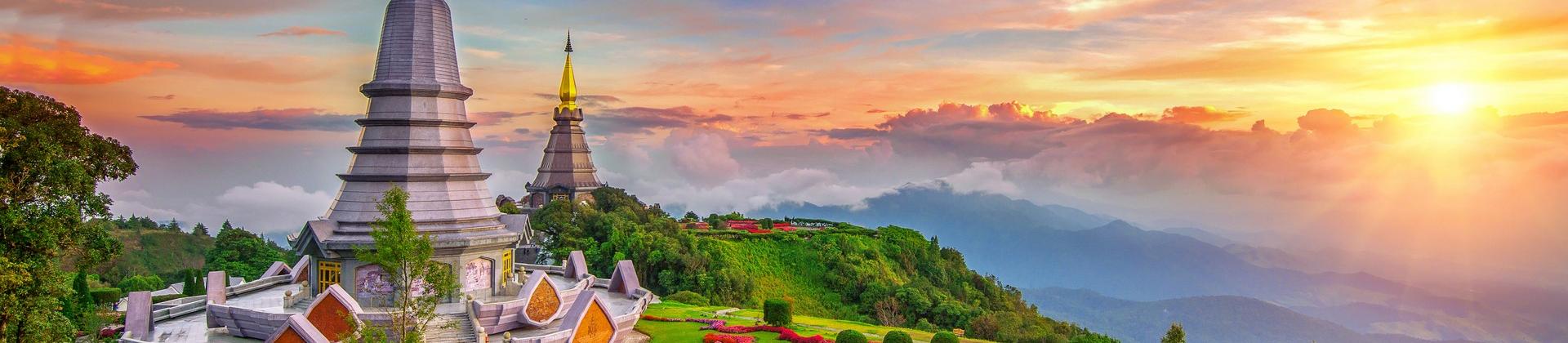 Architecture in Chiang Mai at sunset time