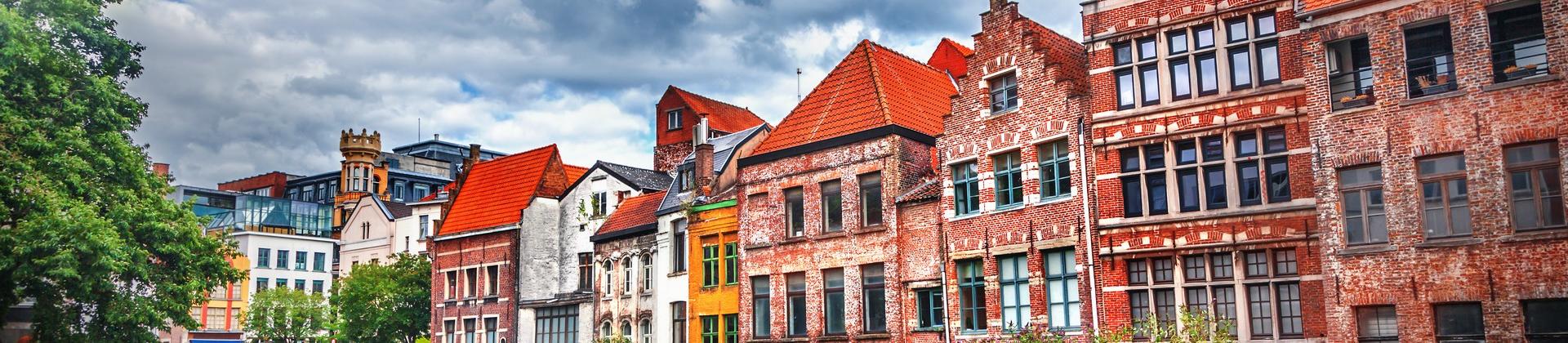 Architecture in Brugge on a cloudy day