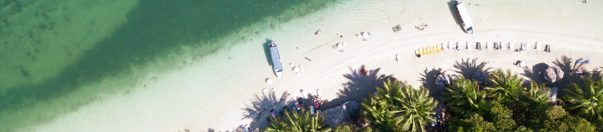 Aerial view of beach in Bocas del Toro