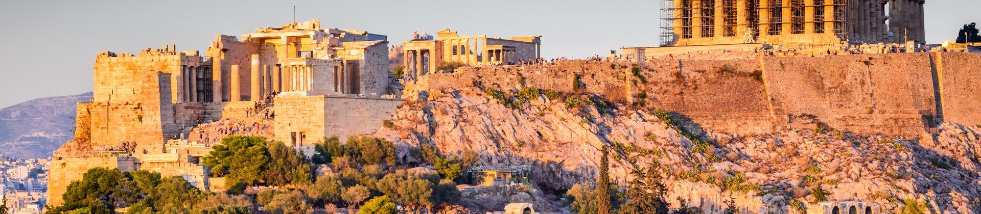 Architecture in Athens at sunset time