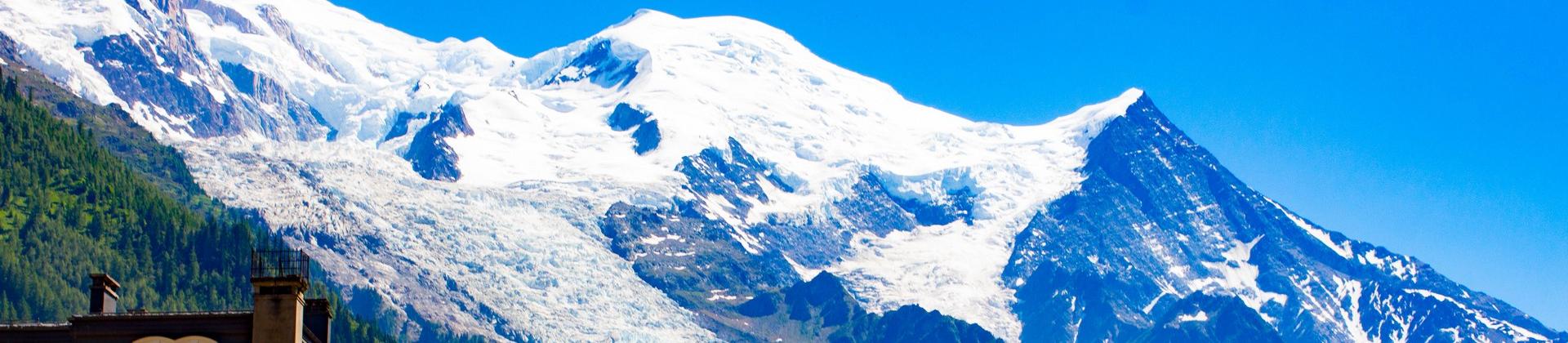 Mountain range in Chamonix-Mont-Blanc with nice weather and blue sky