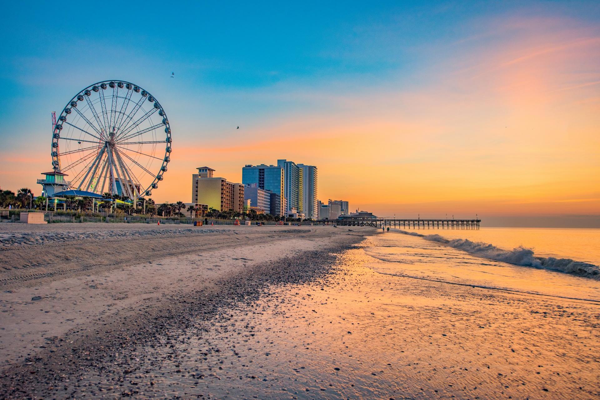 Port in Myrtle Beach at sunset time