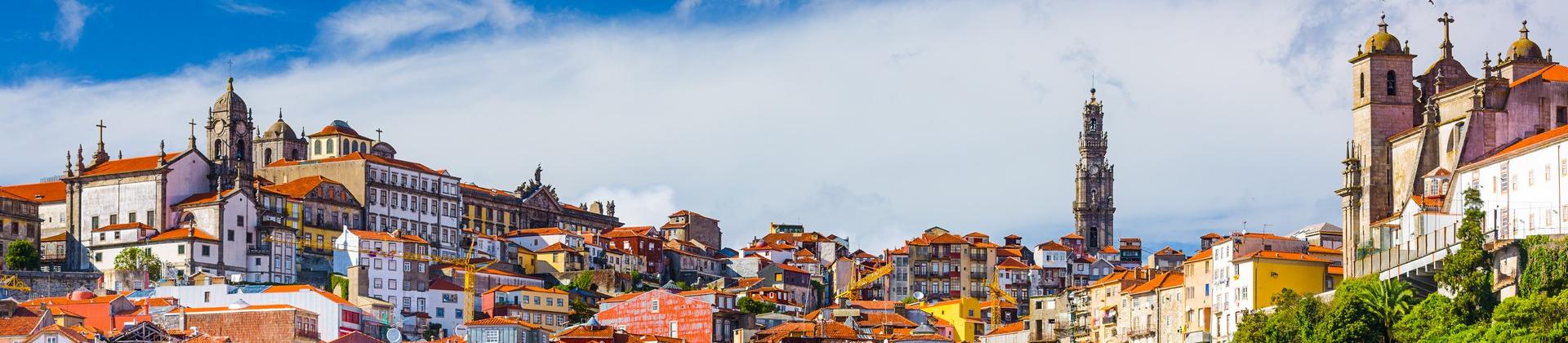 Port in Porto with cloudy sky