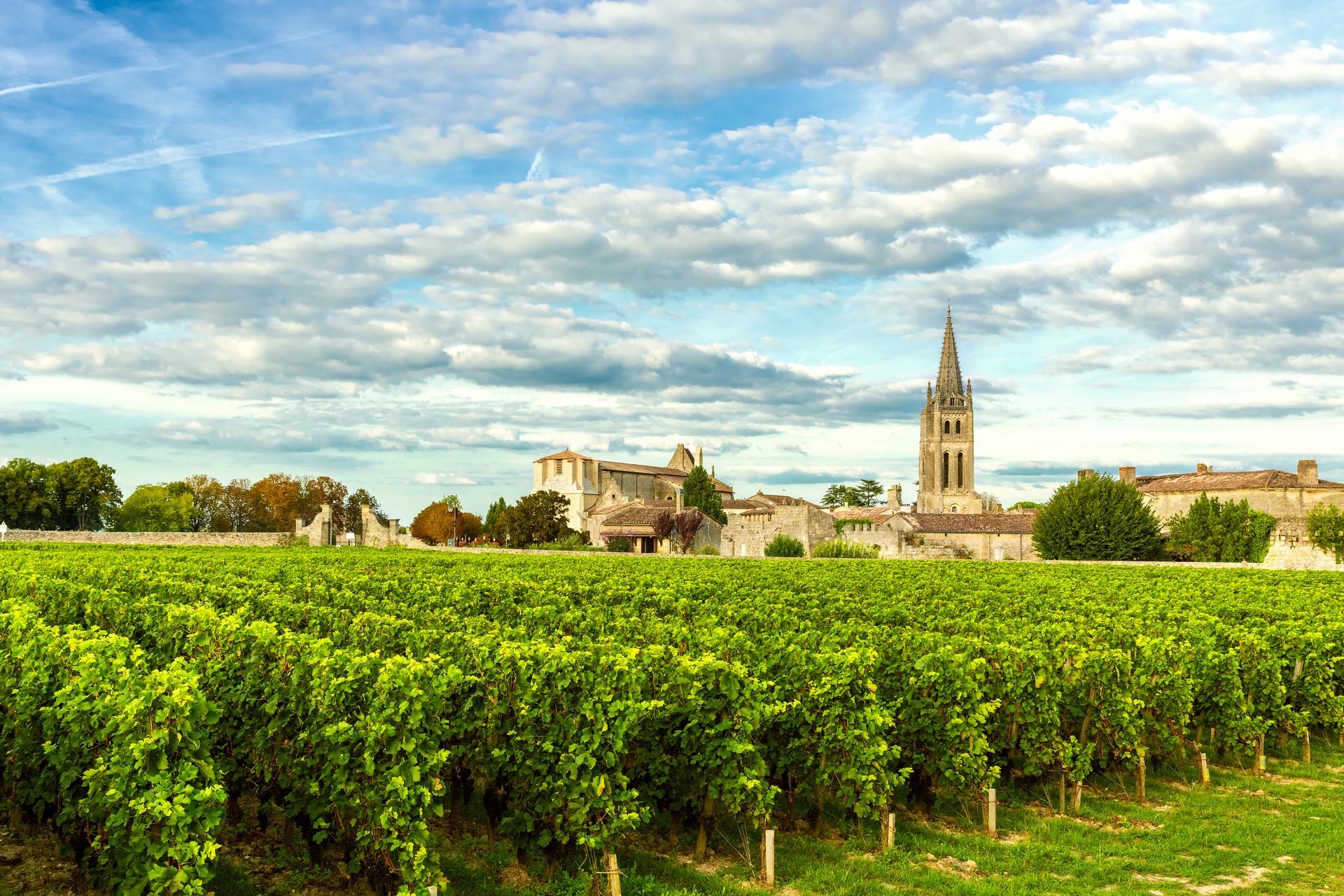 Countryside near Bordeaux on a sunny day with some clouds