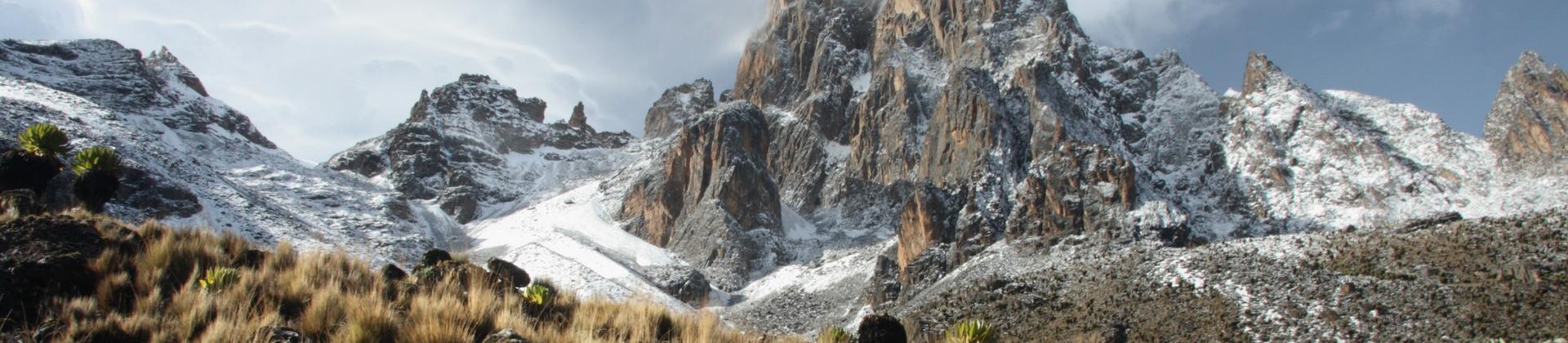 Mountain range in Mount Kenya National Park on a cloudy day