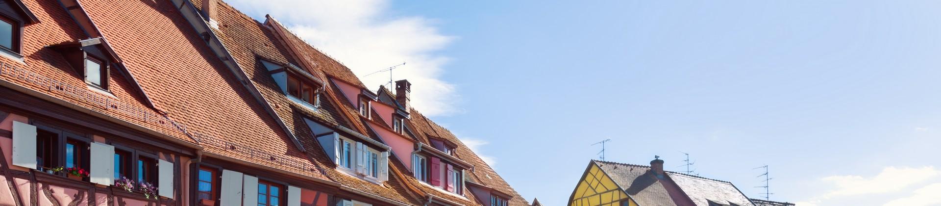 Boat in Colmar on a sunny day with some clouds