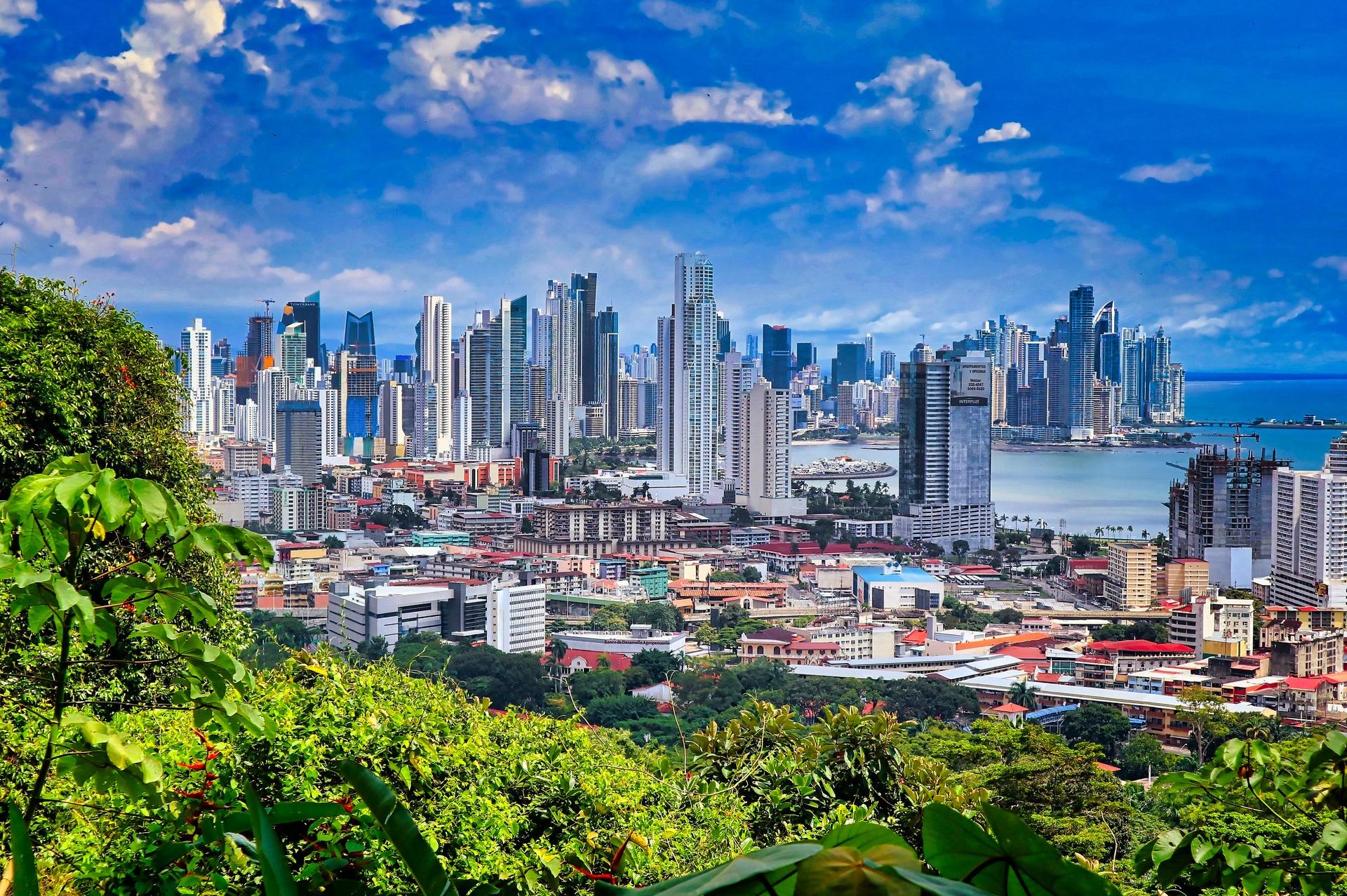 Architecture in Panama City with cloudy sky