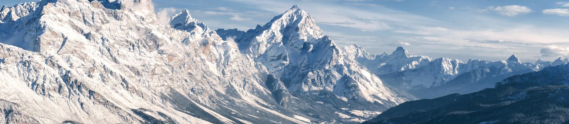 Mountain range in Cortina d'Ampezzo on a winter day