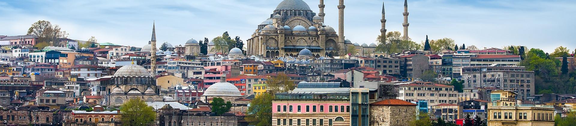 Architecture in Istanbul in sunny weather with few clouds