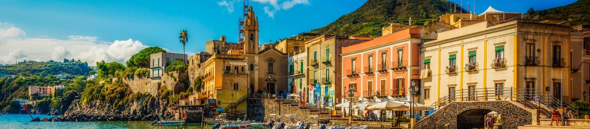 Countryside in Lipari in sunny weather with few clouds