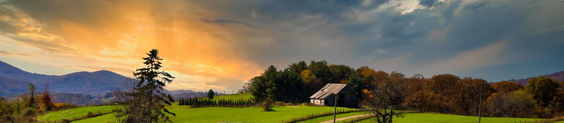 Countryside in Blue Ridge at dawn