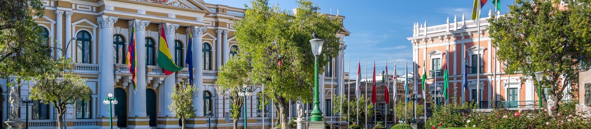 Architecture in La Paz with nice weather and blue sky