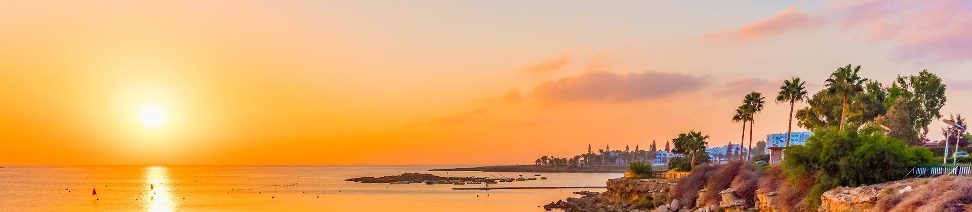 Beach in Protaras at sunset time