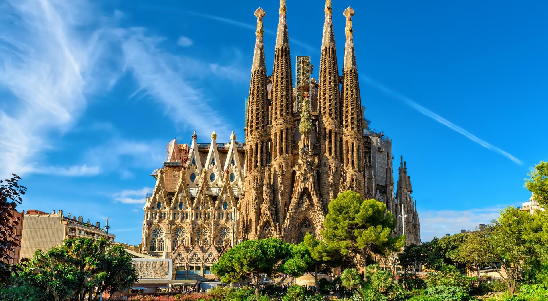 Architecture in Barcelona on a sunny day with some clouds