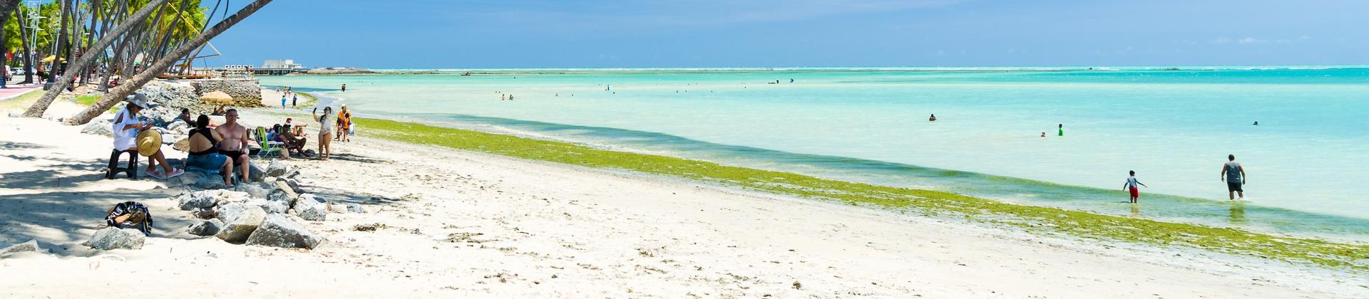 Nice beach with turquise sea in Maceió on a sunny day