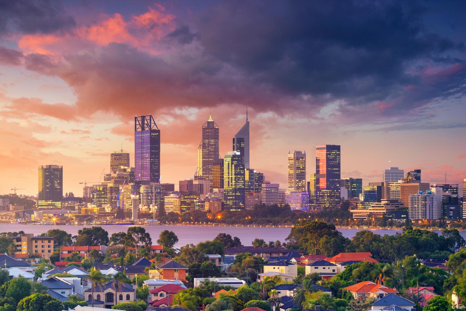 Architecture in Perth at sunset time