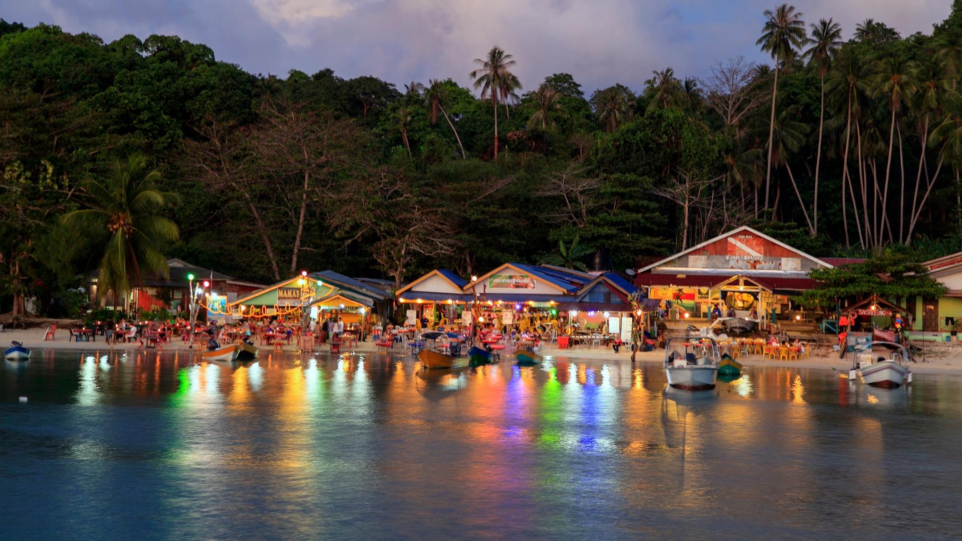 Boat in Perhentian Islands at sunset time