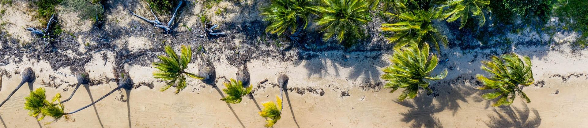 Aerial view of amazing beach with turquise water in Mission Beach