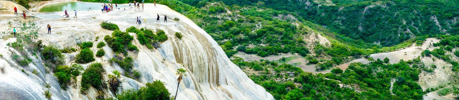 Aerial view of mountain range near Oaxaca on a cloudy day