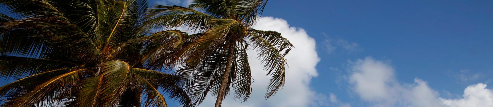 Awesome beach in Luquillo in sunny weather with few clouds